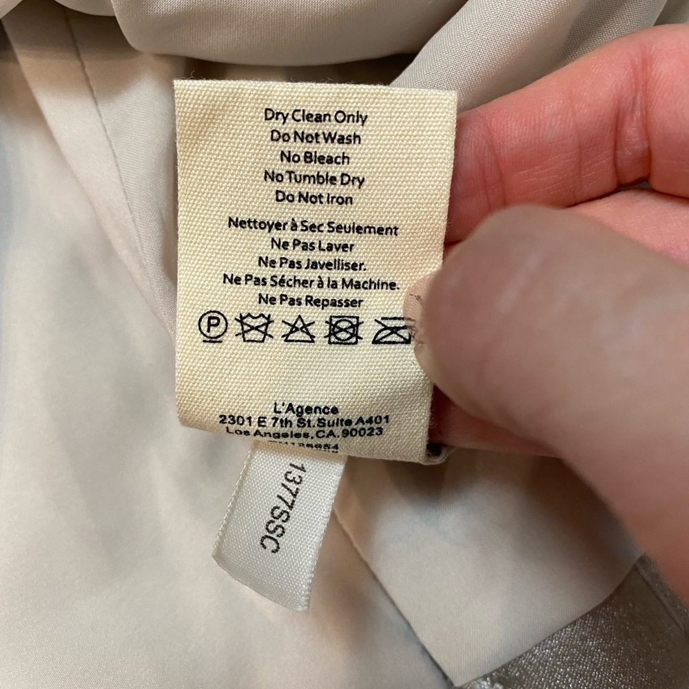 L'AGENCE Chamberlain Blazer in Platinum Silver Satin Size 8 - Picture 12 of 17